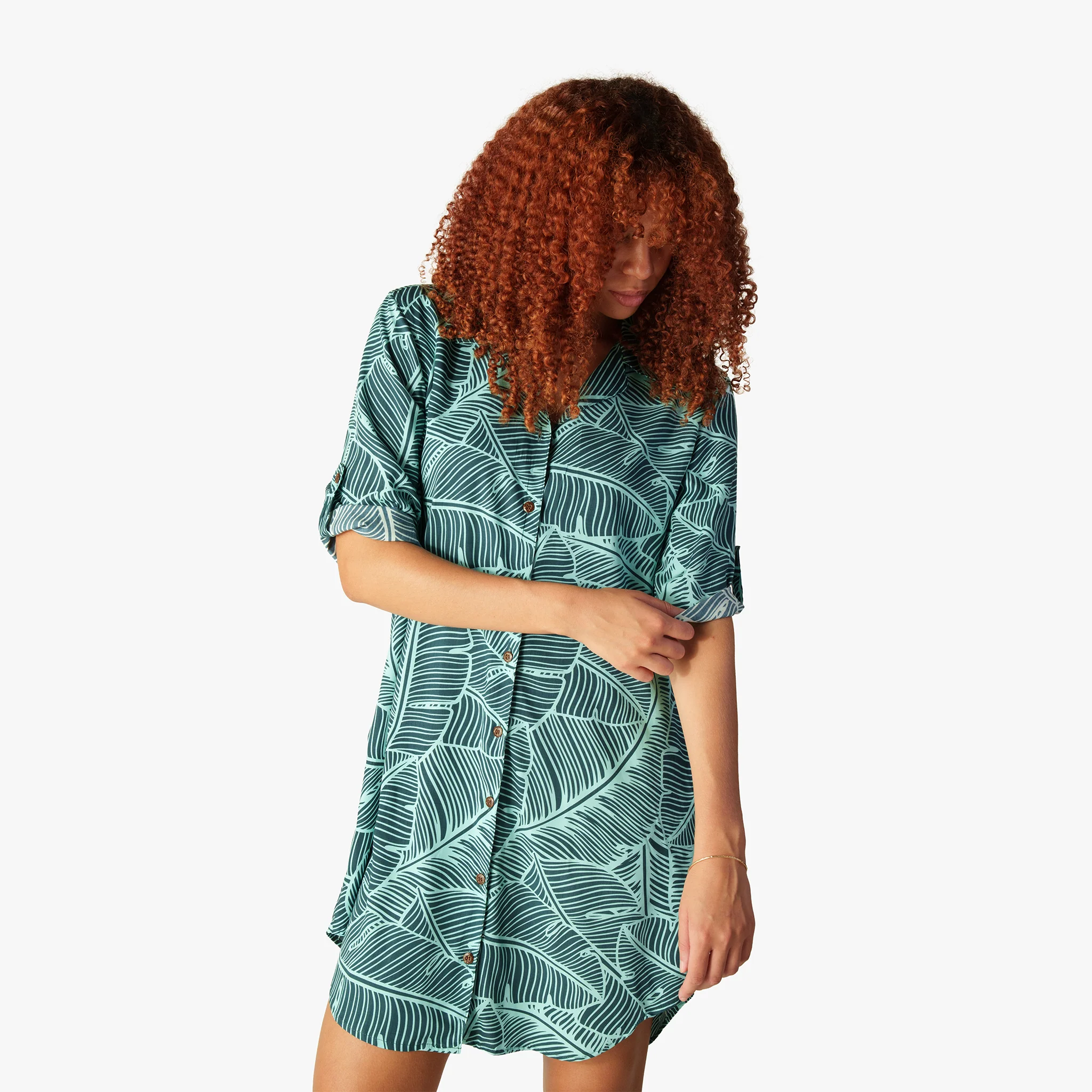 Banana Leaf Aloha Shirt Dress - Image 5
