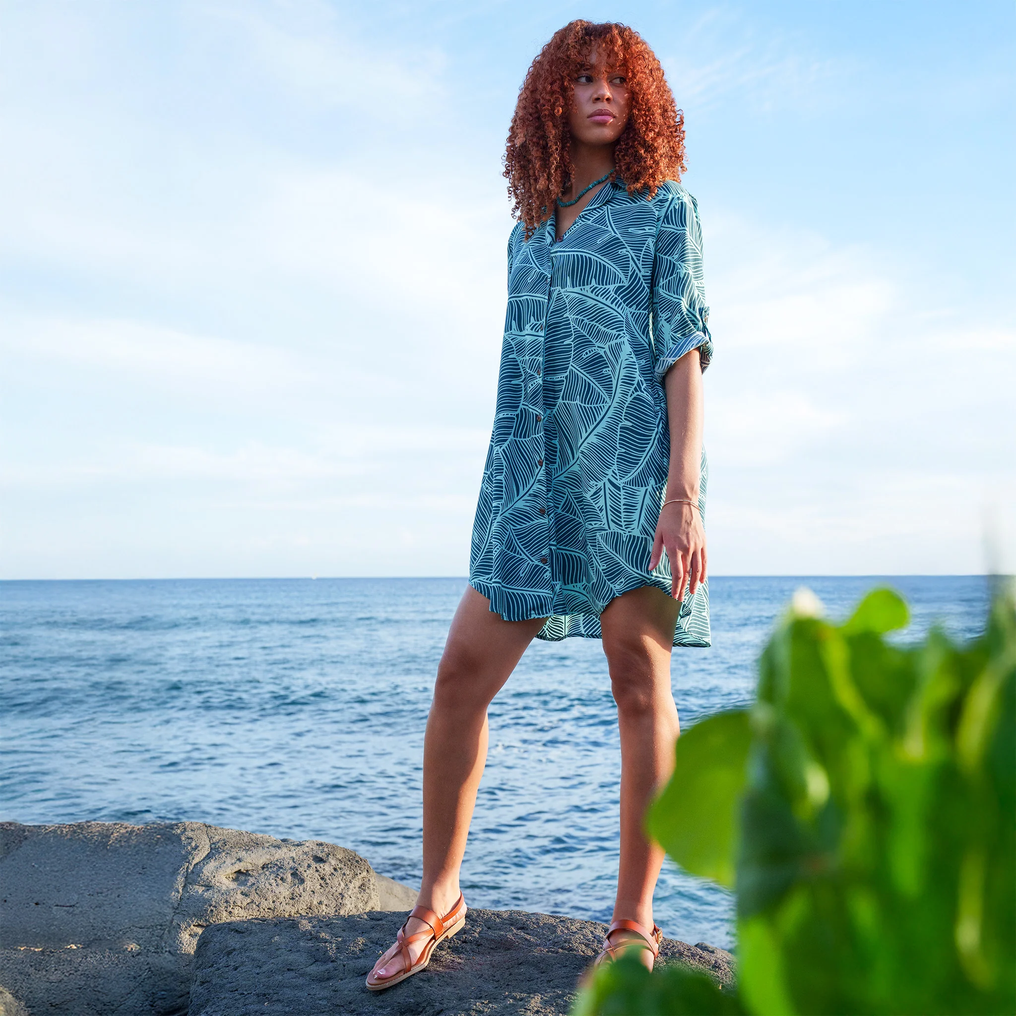 Banana Leaf Aloha Shirt Dress - Image 8