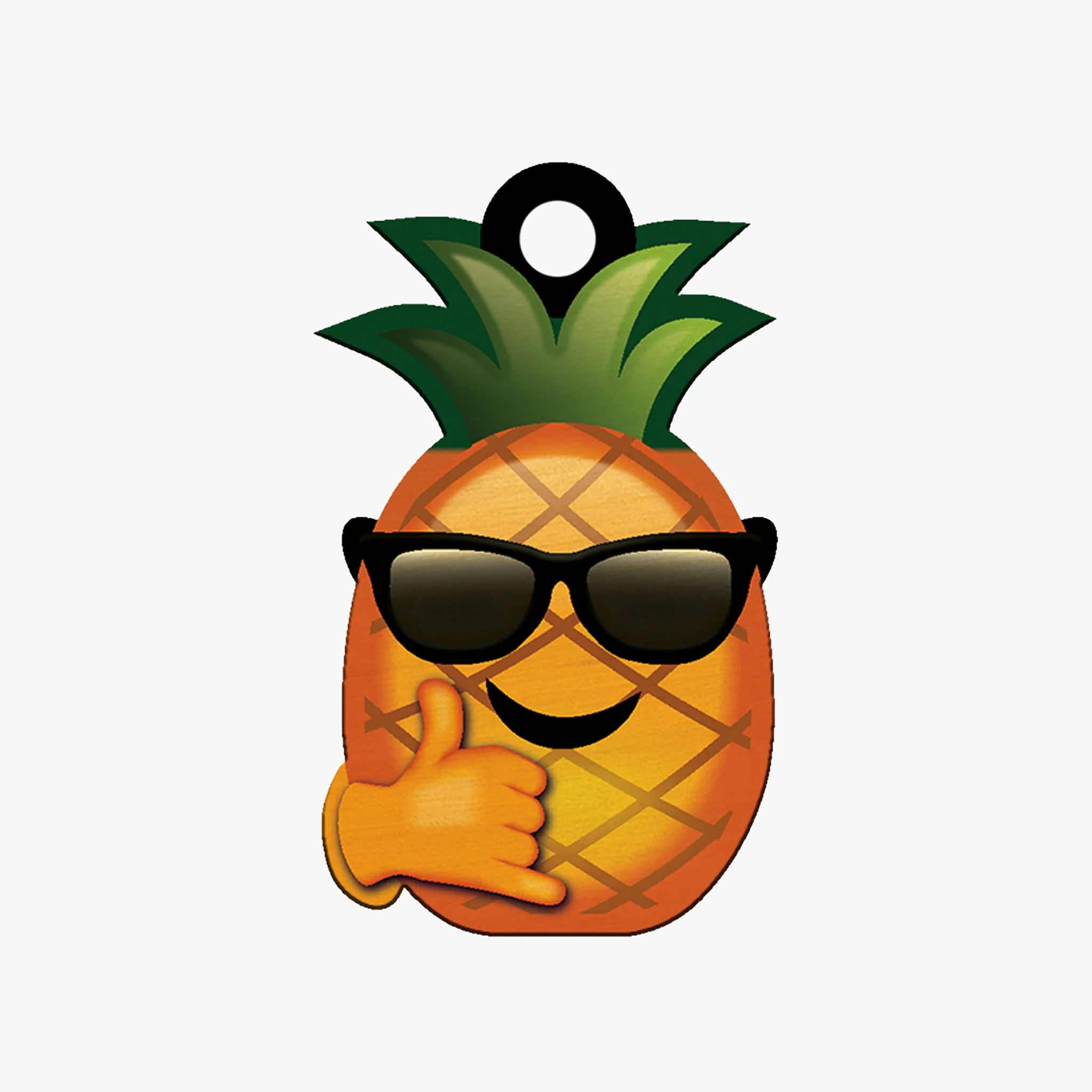Cocomoji Pineapple Sunglasses Wood Keychain