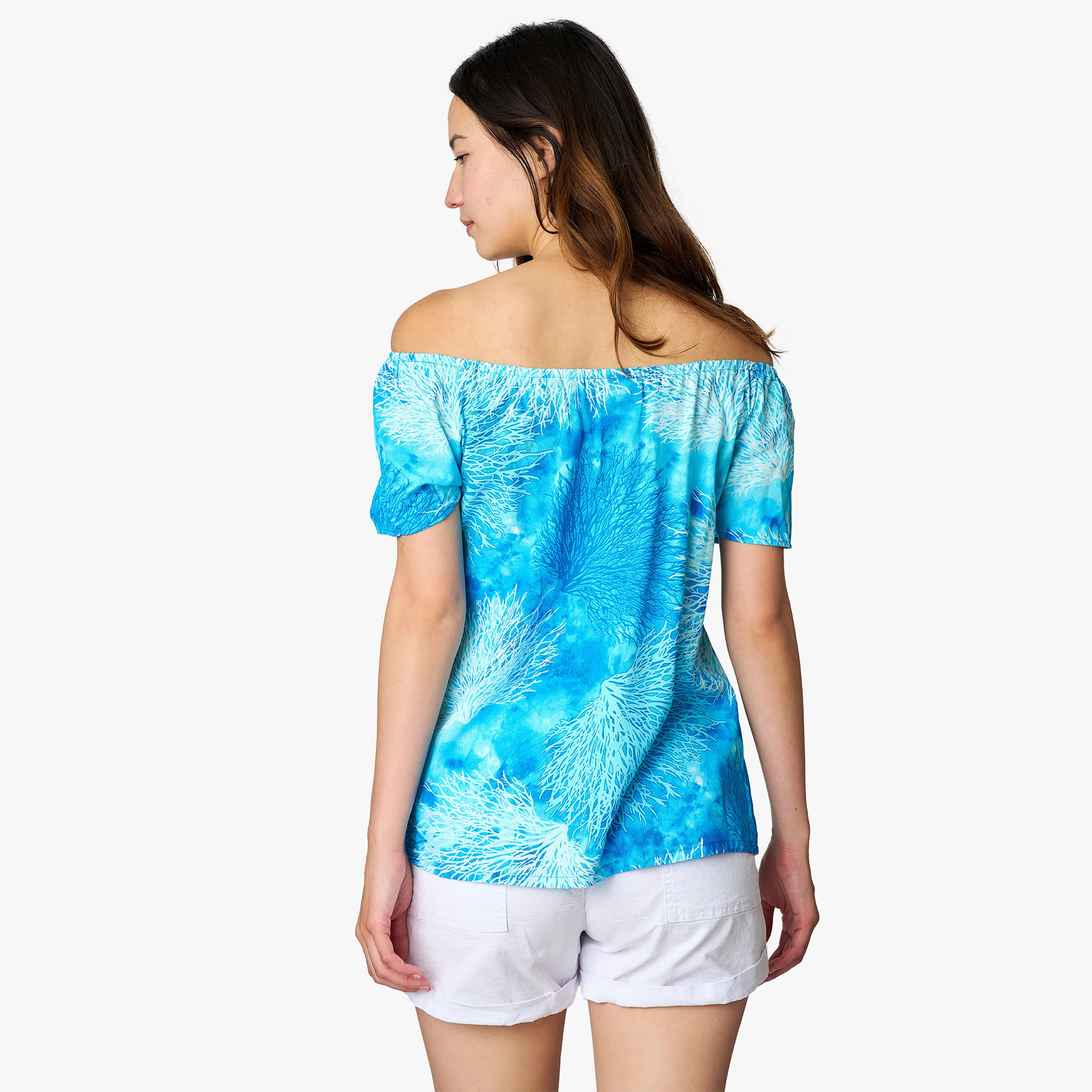 Coral Print Peasant Blouse - Image 8