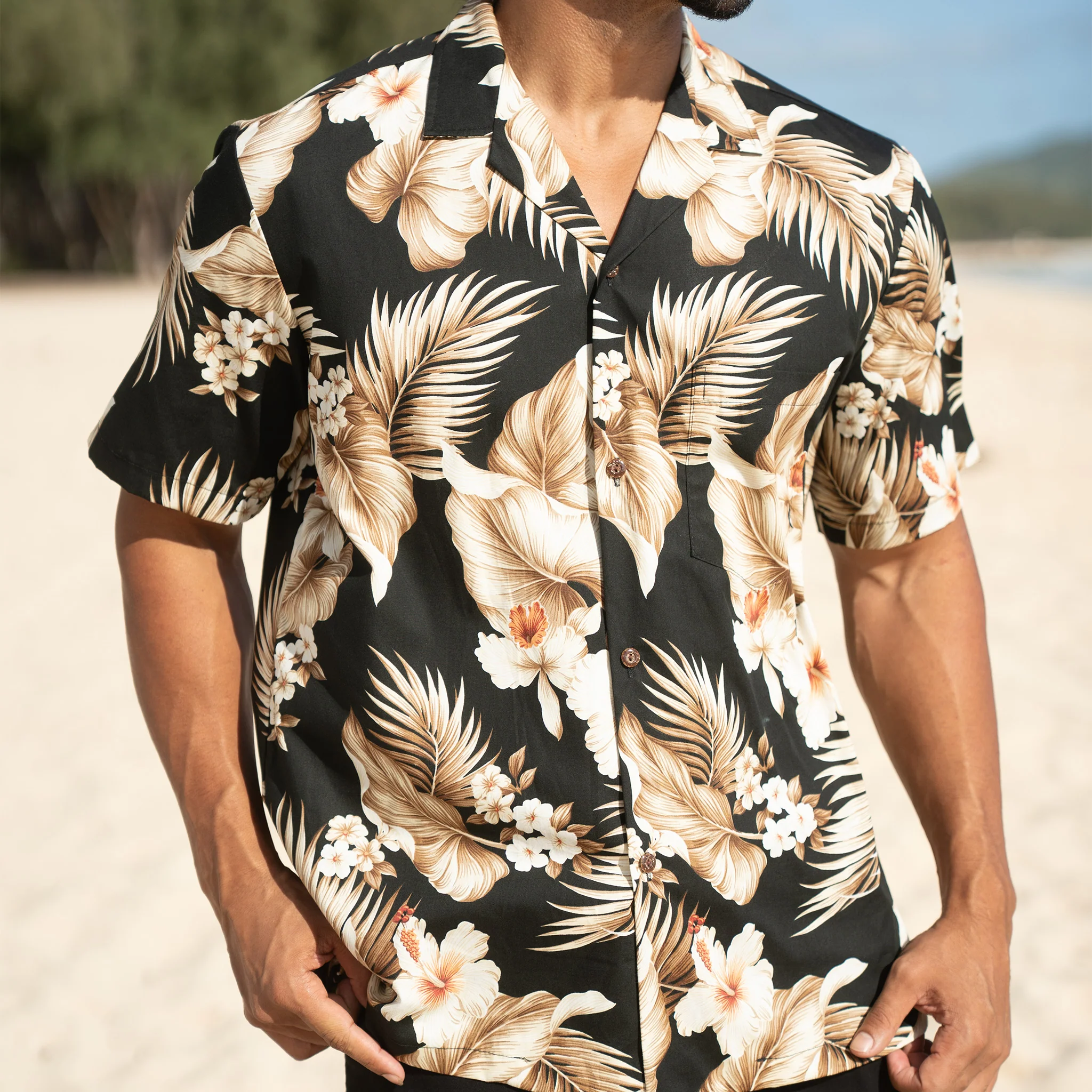 Hibiscus Palm Aloha Shirt - Image 3