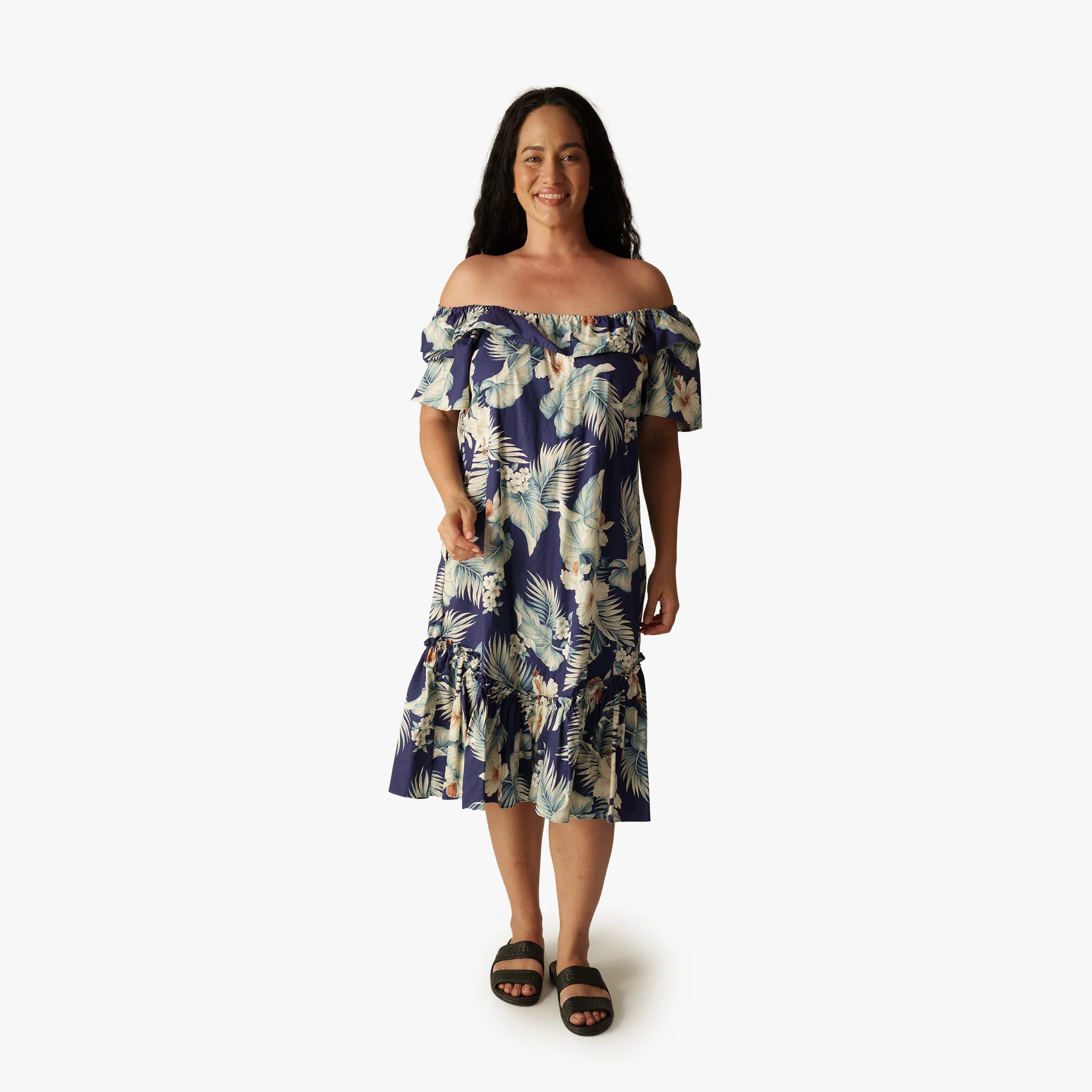 Hibiscus Palm Double Ruffle Short Mu'umu'u - Image 5