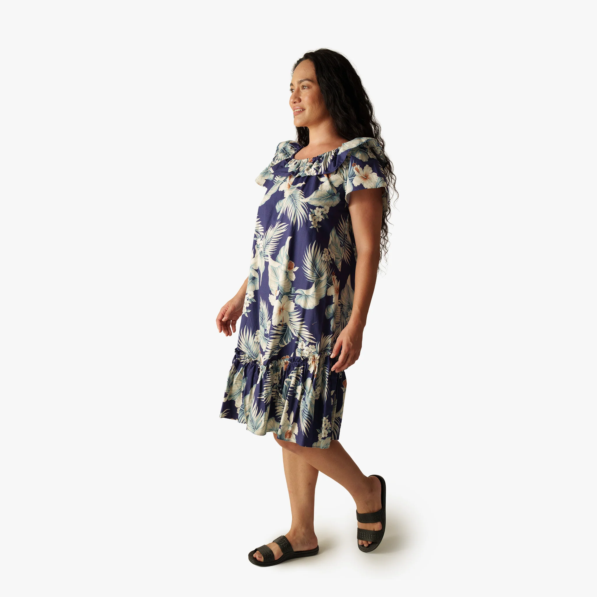 Hibiscus Palm Double Ruffle Short Mu'umu'u - Image 6