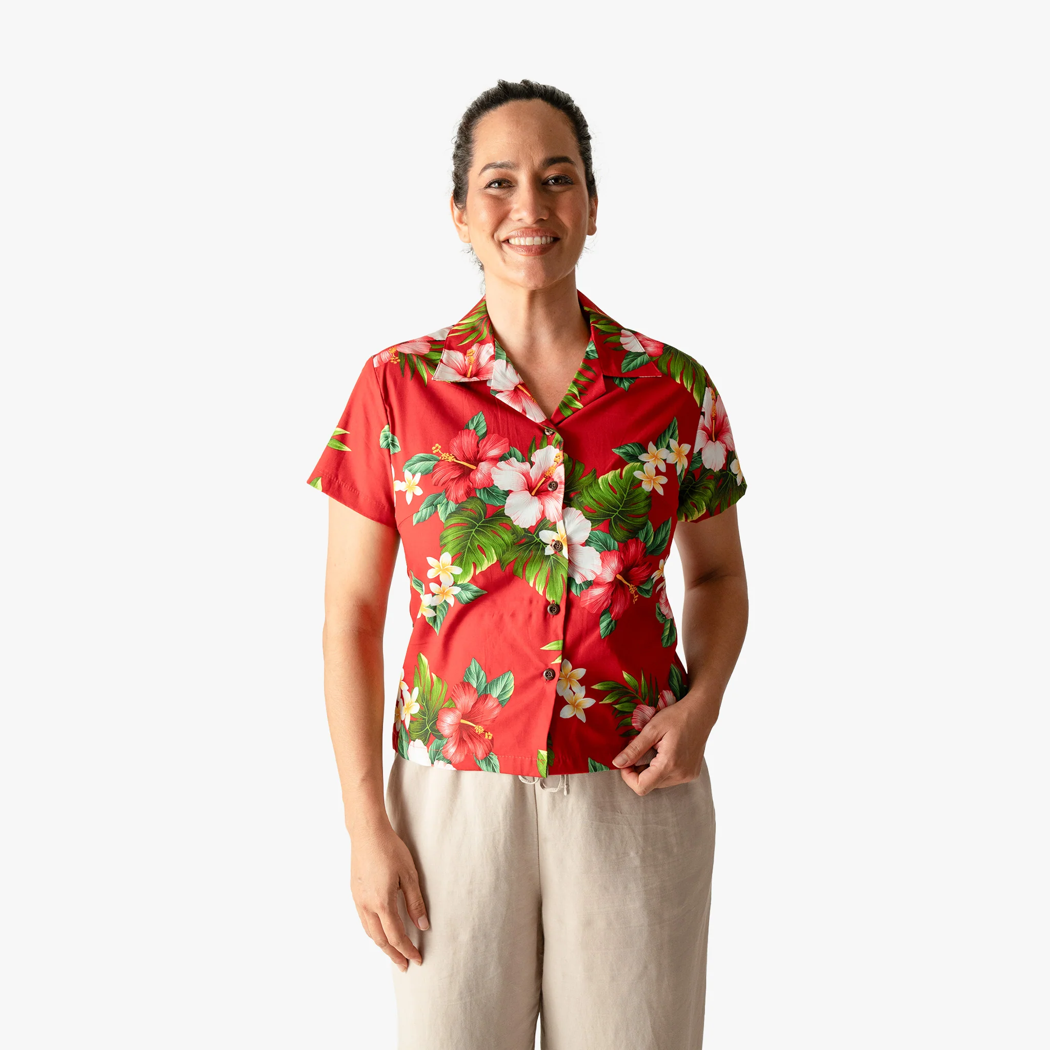Hibiscus Plumeria Camp Blouse - Image 8