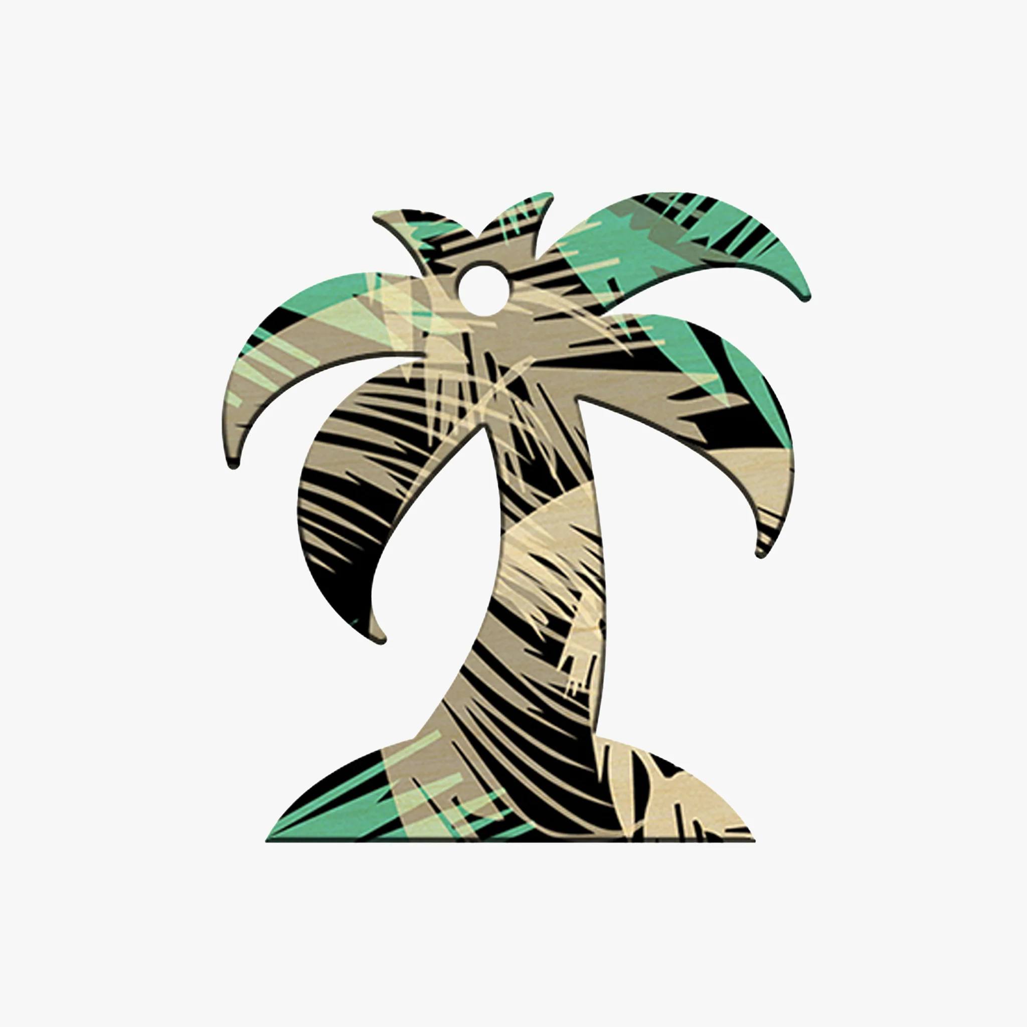 Palm Tree Wood Keychain