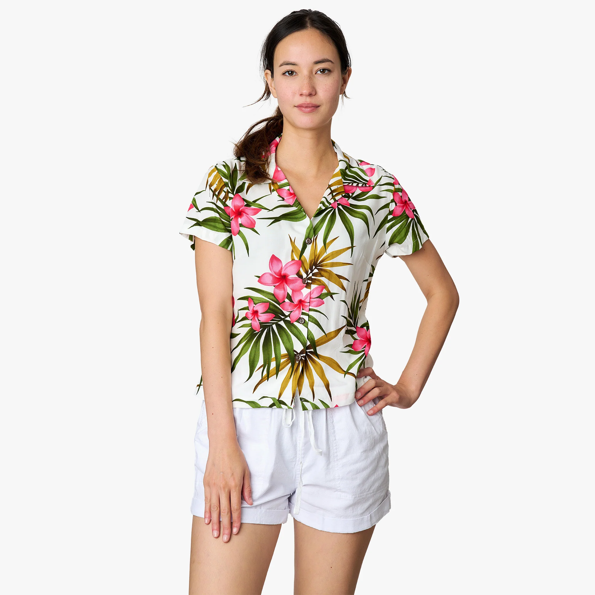 Plumeria Cluster Camp Blouse - Image 6