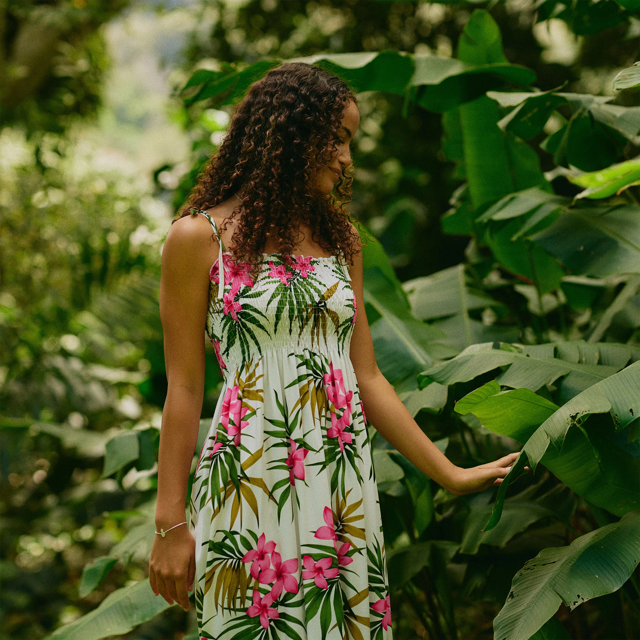 Plumeria Cluster Long Smock Dress - Image 2
