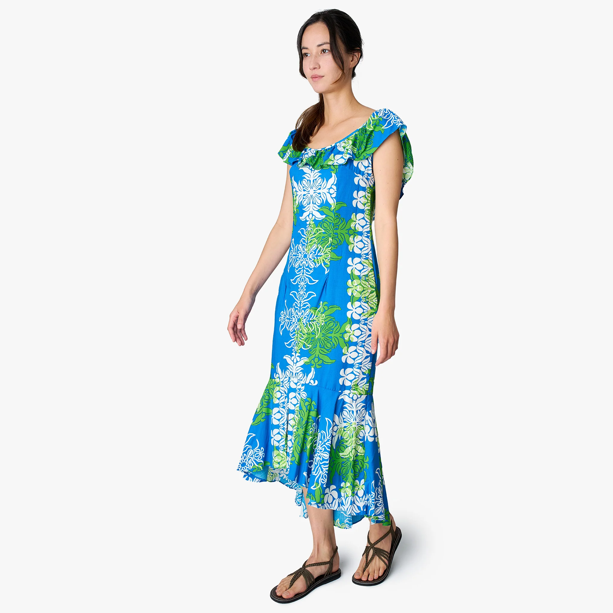 Quilt Panel Ruffle Neck Dress - Image 2