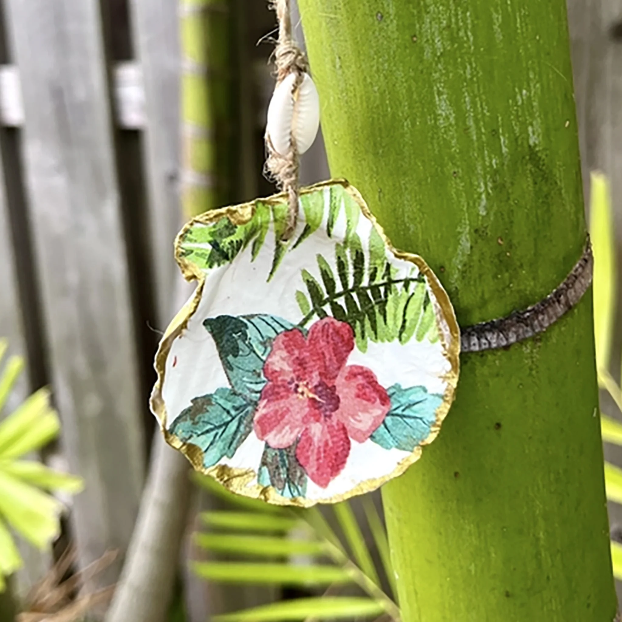 Seashell Hibiscus Tropical Christmas Ornament - Image 3