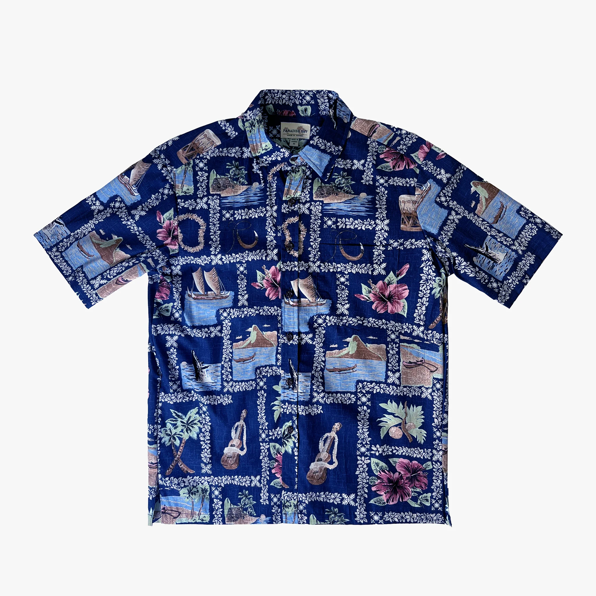 Vintage Postcard Reverse Print Aloha Shirt - Image 3